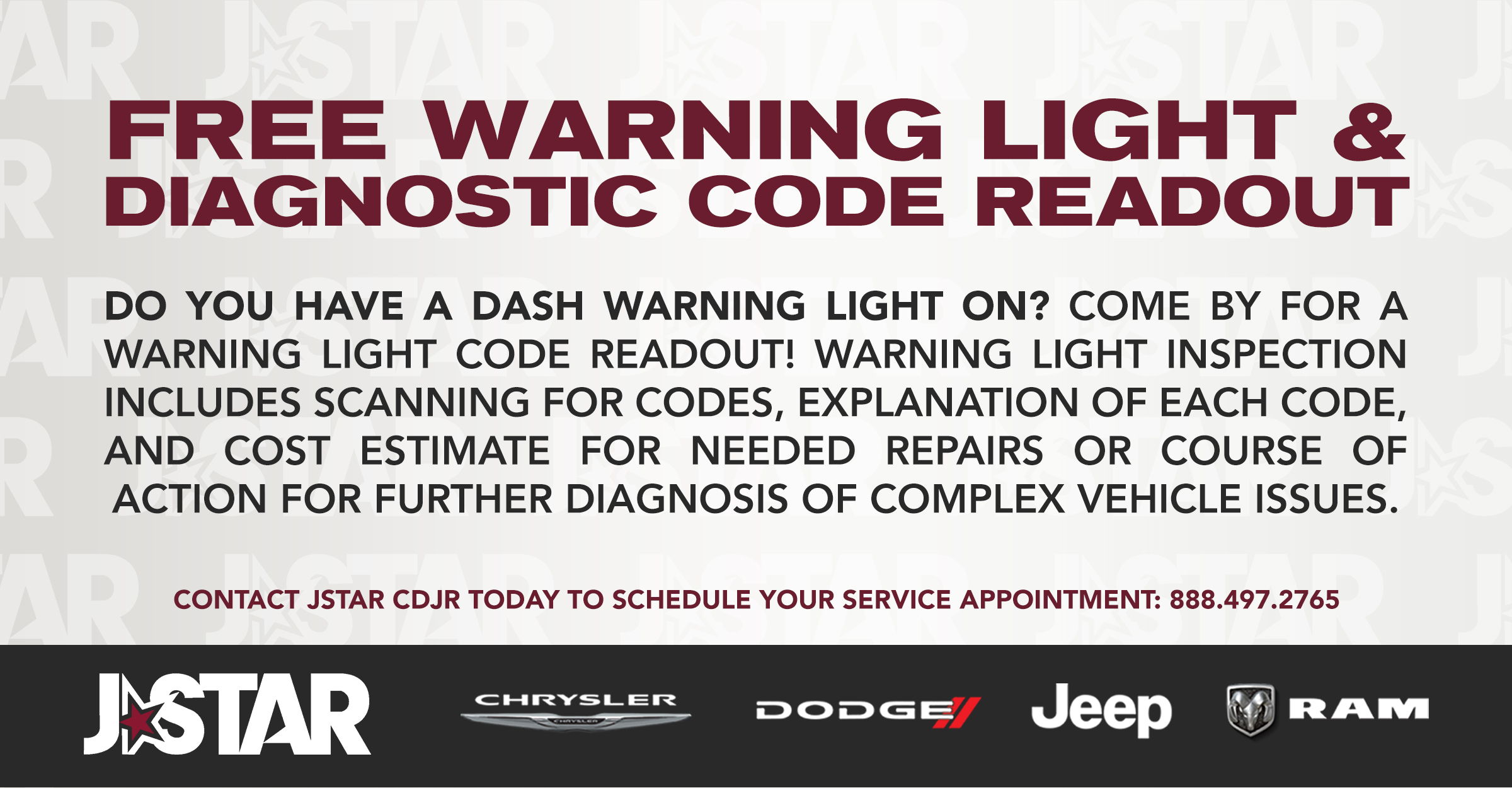 FREE WARNING LIGHT / DIAGNOSTIC CODE READOUT